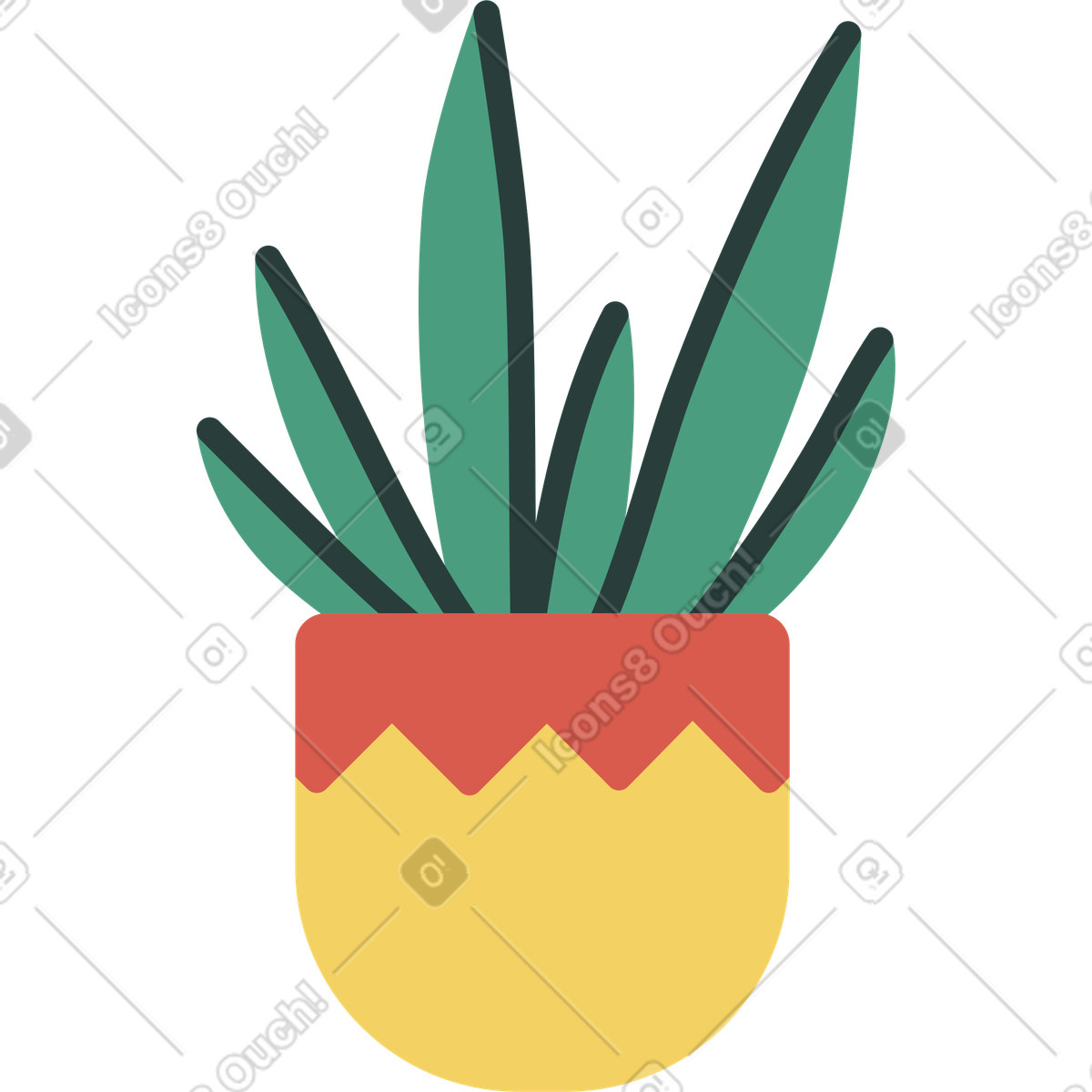 Topfpflanze-Illustration im Macaroni-Stil als Download in PNG, SVG