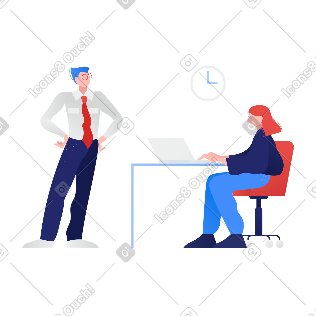 Иллюстрация Работа в офисе с боссом стиле Clip — скачать форматах PNG, SVG