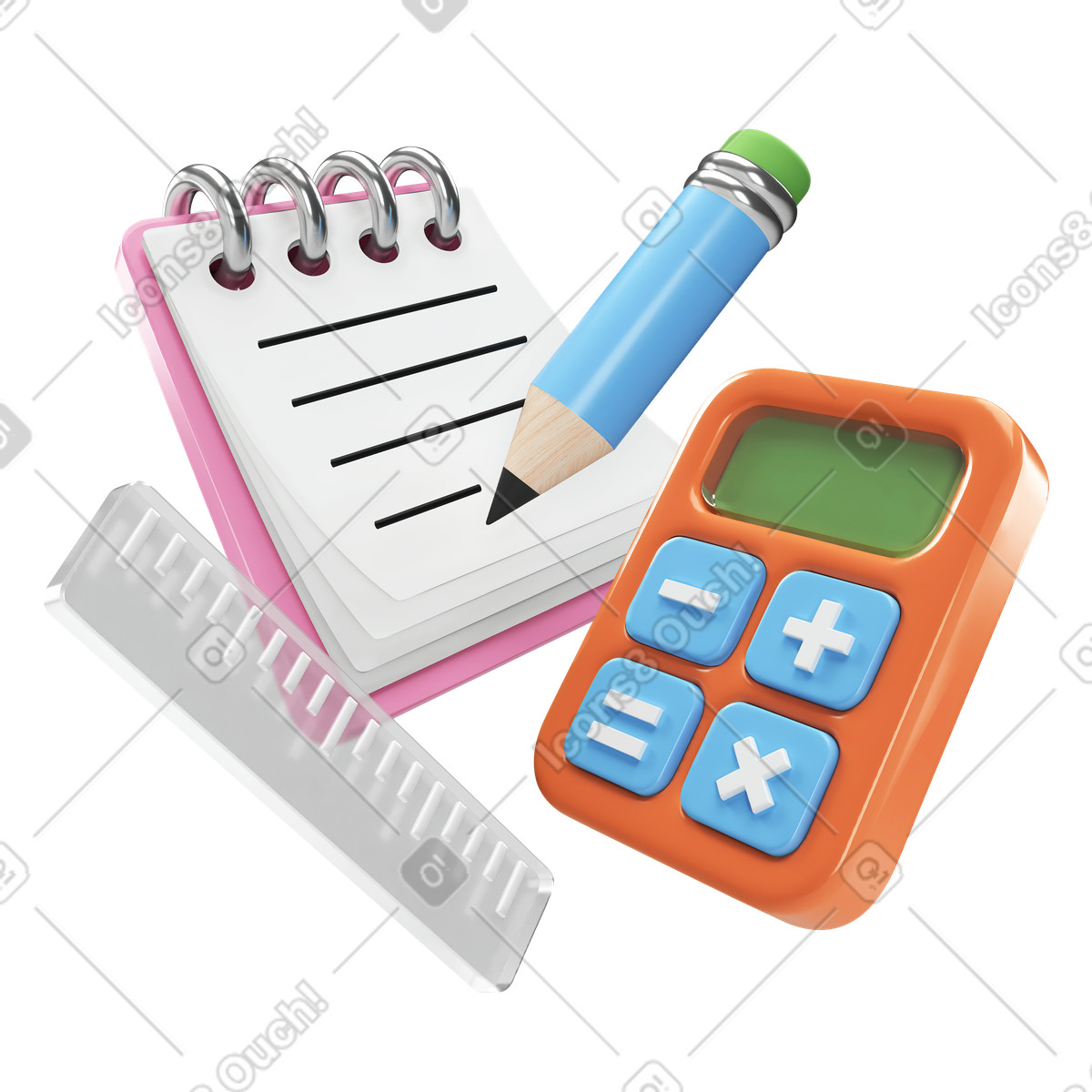 Stationery or education supplies illustration in PNG, SVG