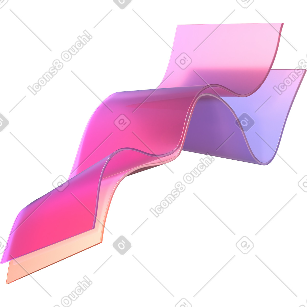 Ilustración Cintas flotando en giros coloridos estilo 3D Glassy a descargar PNG y SVG