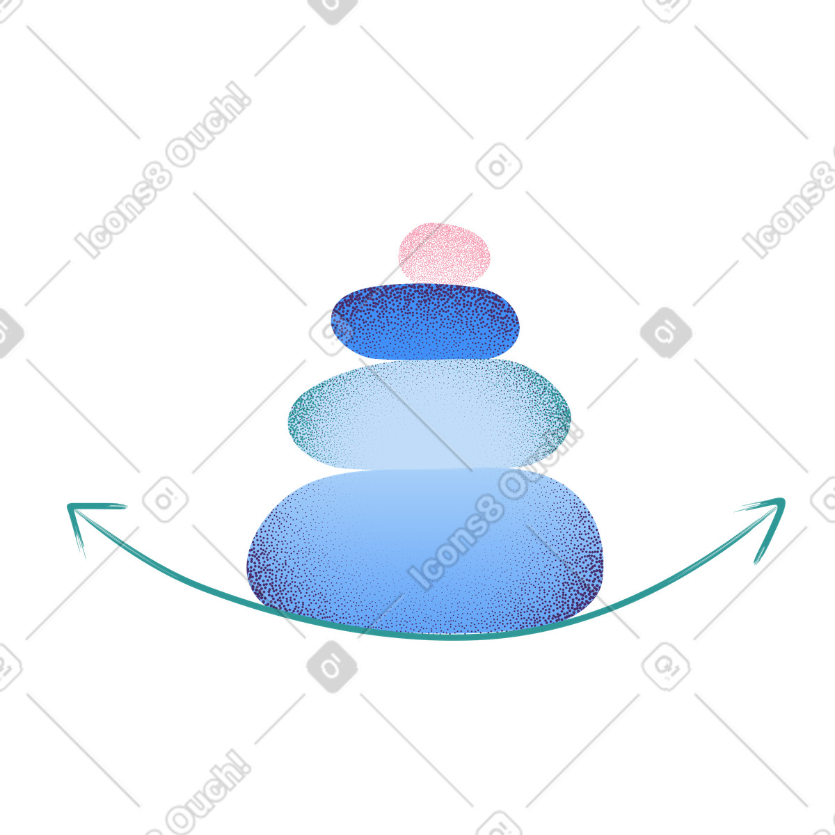 Ilustración Zen stones stack as gradual improvement and success over time en estilo Grain a descargar en PNG y SVG