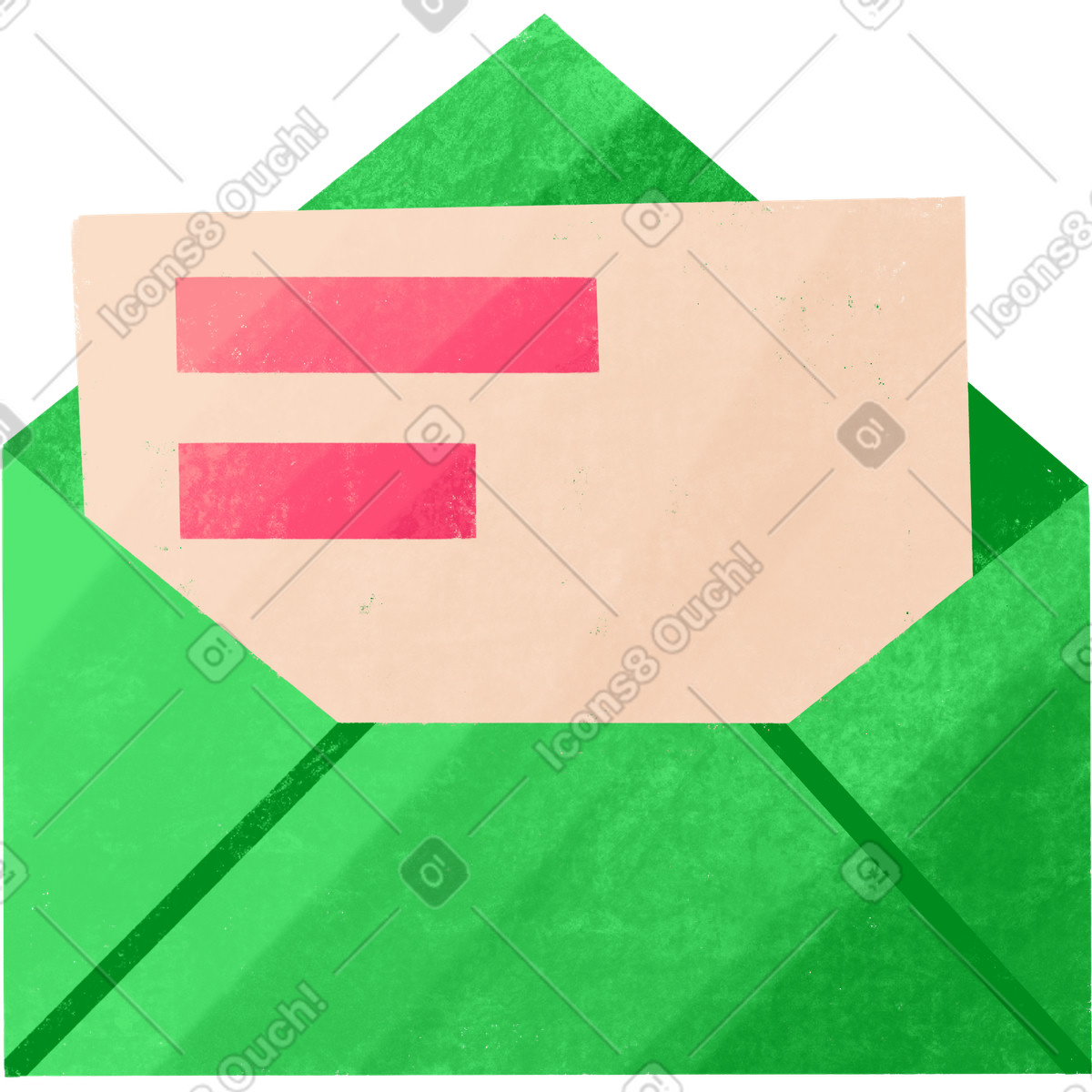 Green envelope with a letter illustration in Bonbon style download in PNG, SVG
