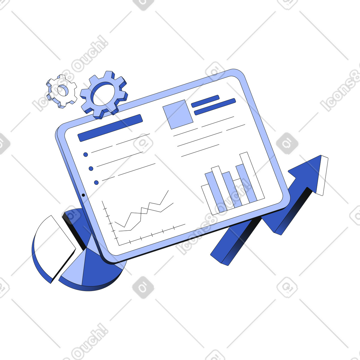 Business analytics on tablet screen animated illustration in GIF, Lottie (JSON), AE
