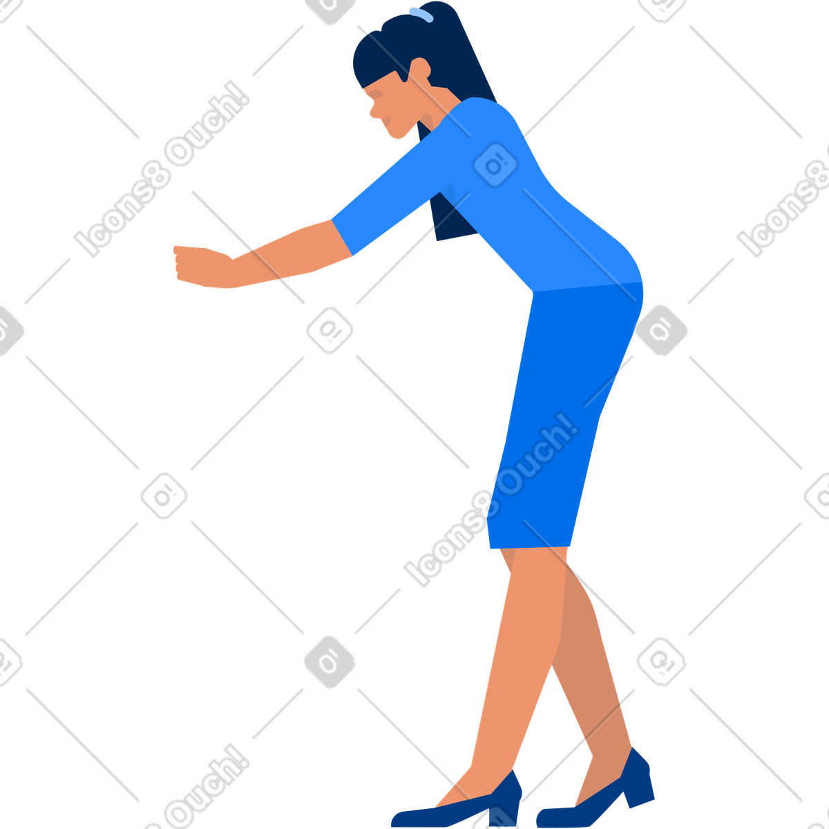 Woman leaning forward illustration in Urban style download in PNG, SVG