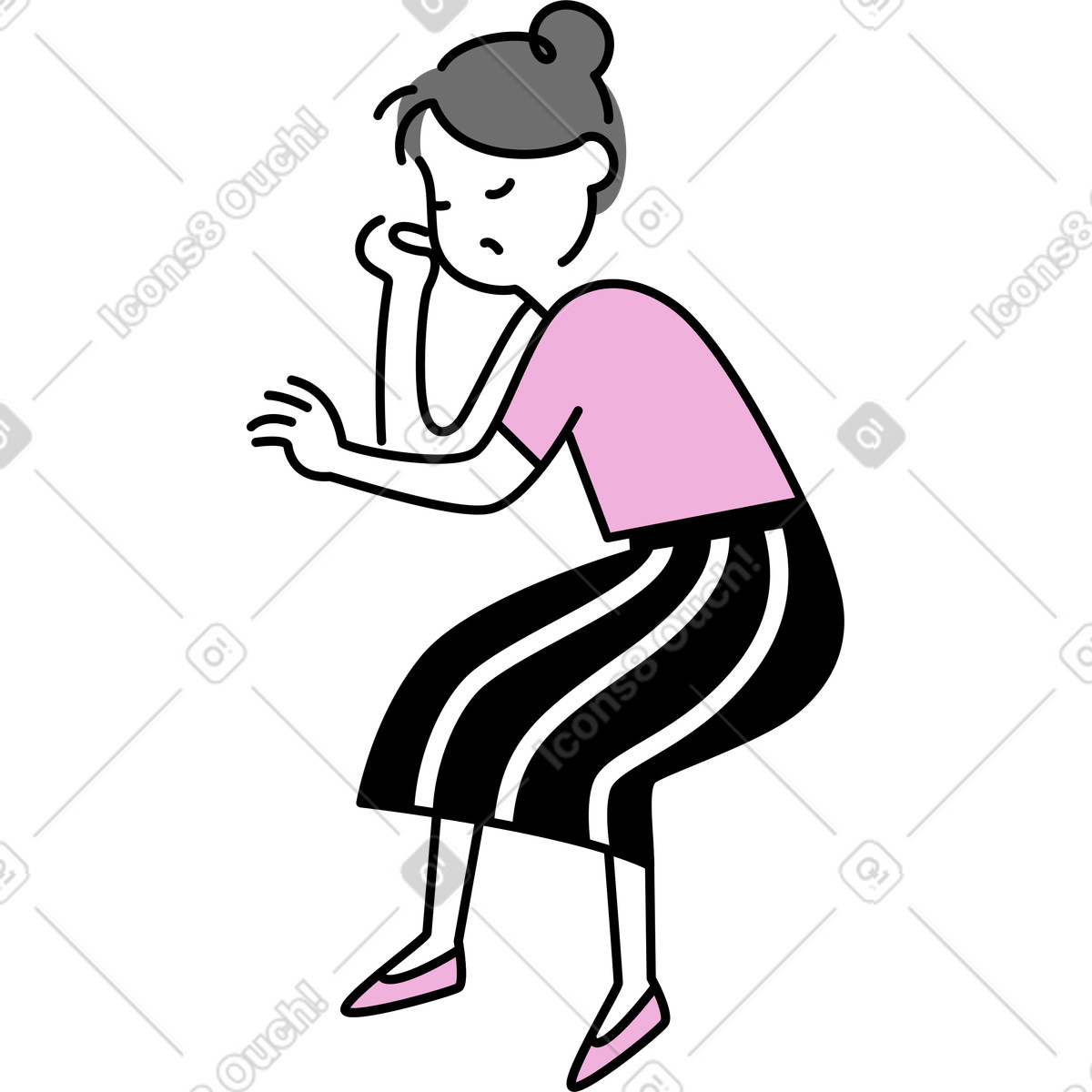 Ilustração de Mulher sonolenta em no estilo Mochi para baixar em PNG, SVG