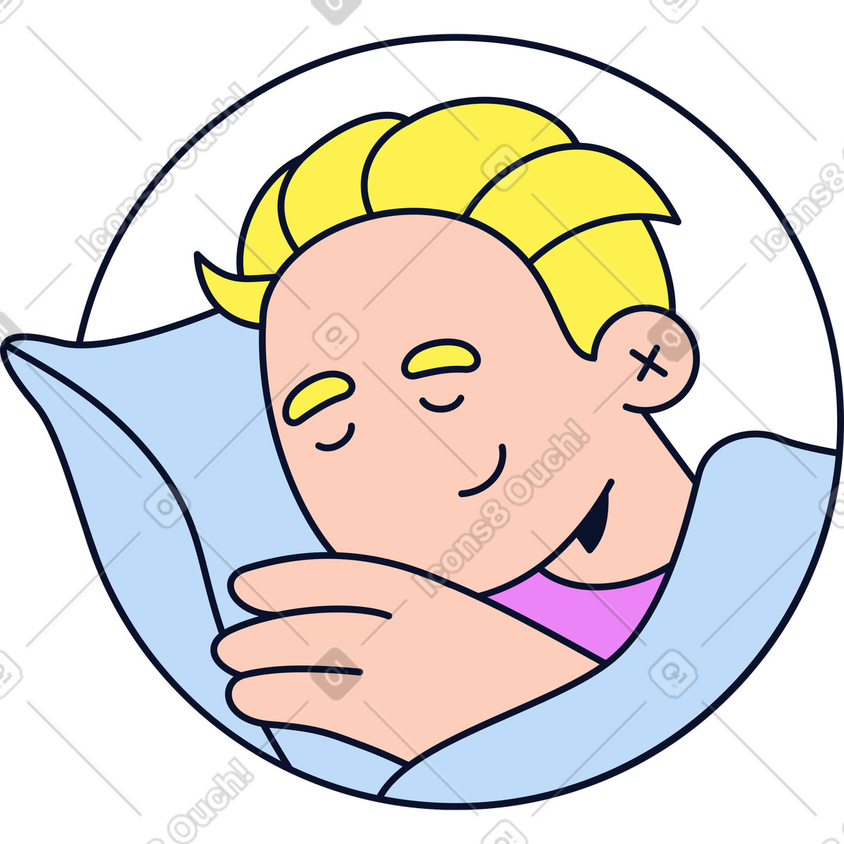 Man sleeping avatar illustration in Flexy style download in PNG, SVG