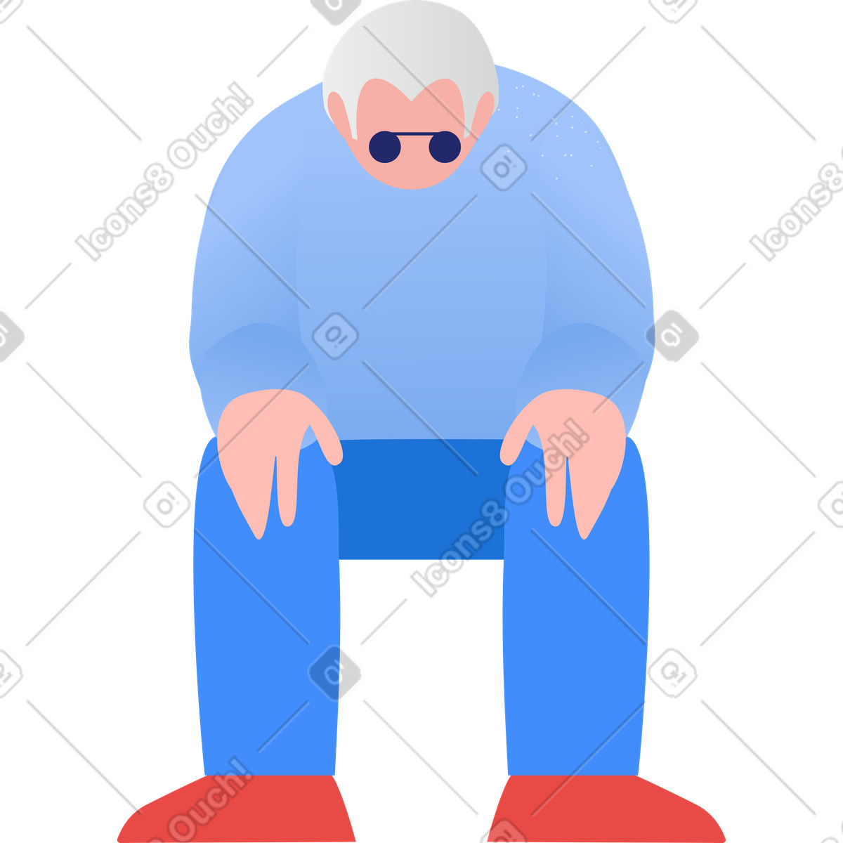 Grandpa sitting illustration elderly clipart image collection in PNG and SVG