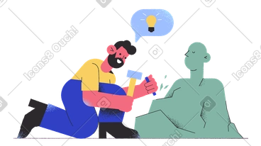 Sculptor creating a sculpture of man PNG, SVG