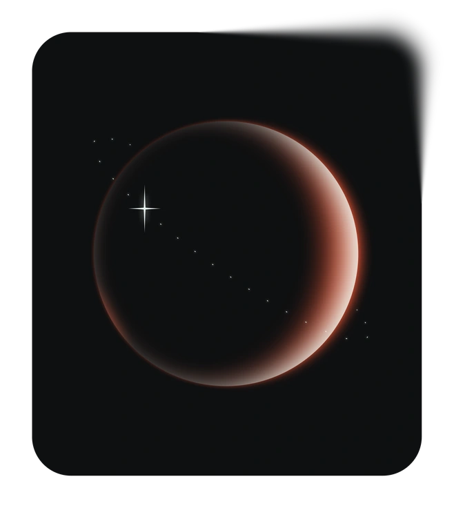 A planet with stars and moons - Void style illustration