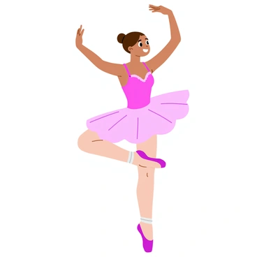 A ballet dancer in a graceful arabesque, perfectly balanced on one foot. She has her arms elegantly raised and extended, creating a beautiful line with her body. The dancer wears a light pink tutu and a fitted bodice adorned with sequins that shimmer under the light. Her hair is neatly tied up in a classic bun, and she is wearing ballet shoes that match her outfit. The background features a soft gradient of pastel colors that enhances the focus on her poised figure.