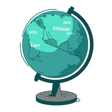 A globe with book titles and author names instead of countries