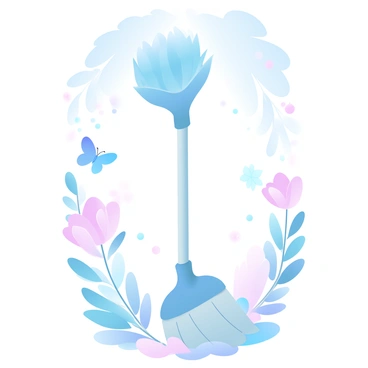 A mop exploring a magical forest, surrounded by colorful flowers and butterflies