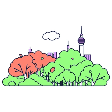 A scenic view of Namsan Mountain filled with vibrant autumn foliage. The mountainside is covered in trees with leaves in various shades of orange and red. In the background, Seoul Tower stands prominently, rising above the treetops. The tower features a circular observation deck and an antenna on top. The sky above is clear, and the scene captures the beauty of nature juxtaposed with urban architecture.