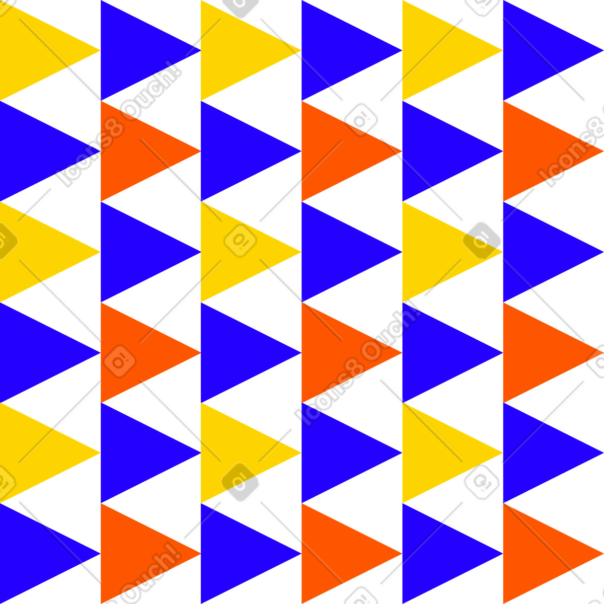 Framework スタイルの Repeating blue, yellow, and orange triangles, Seamless geometric background のイラストをPNG、SVG形式でダウンロード