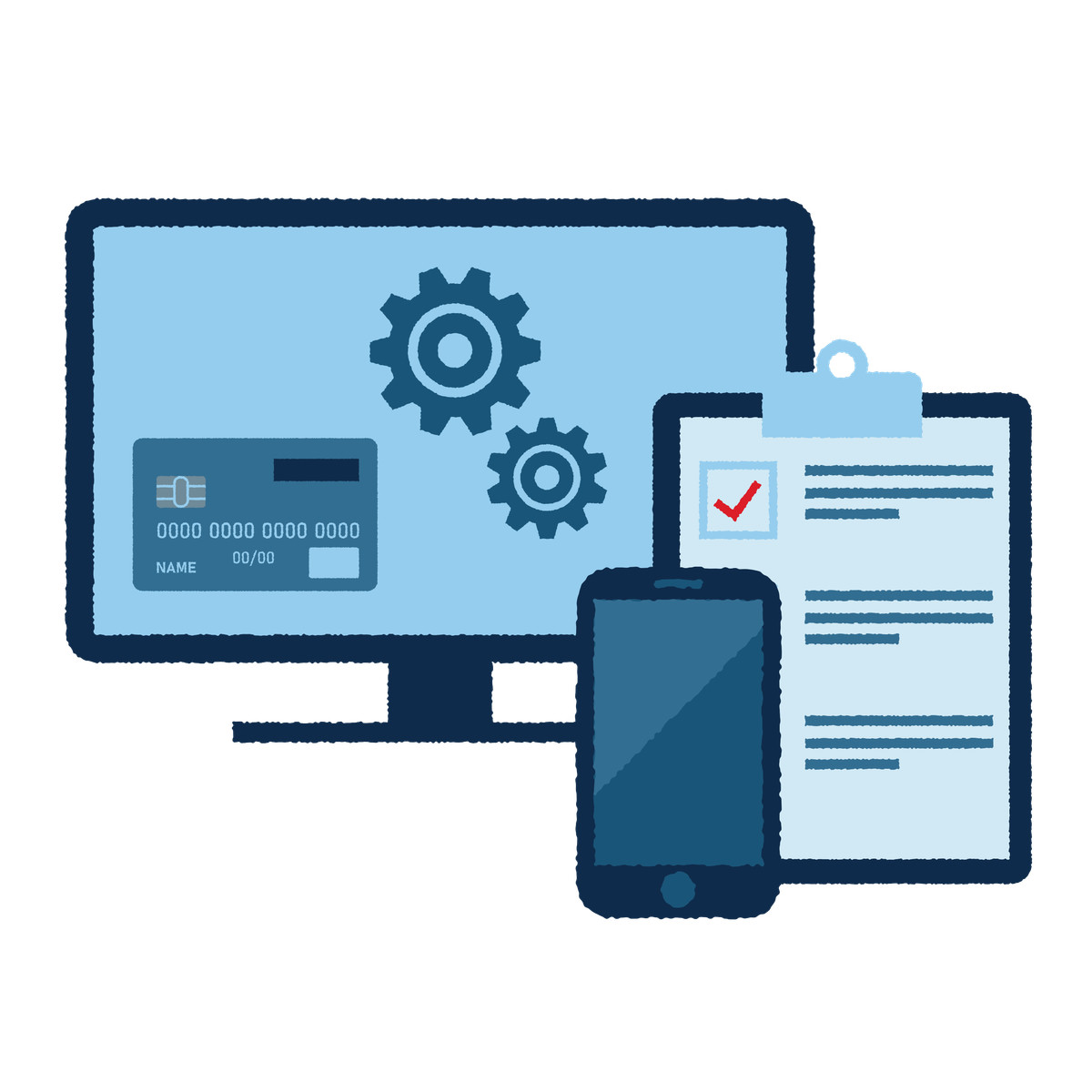 Online bank settings illustration in PNG, SVG