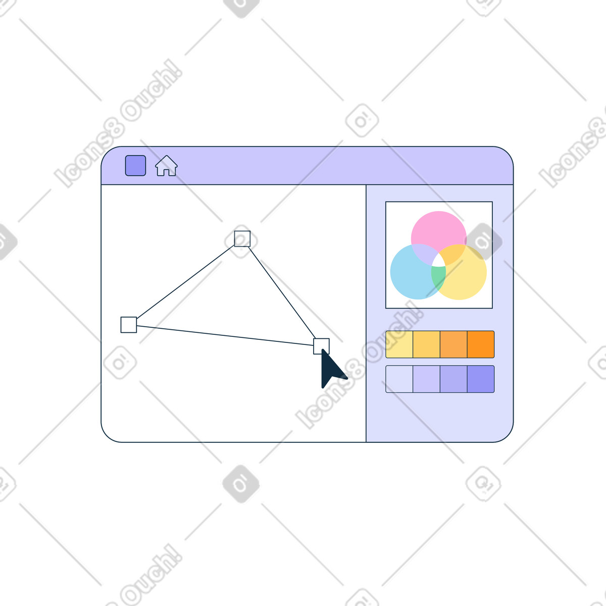 Disegnare un triangolo in editor grafico illustrazione stile Bubble gum scarica PNG, SVG