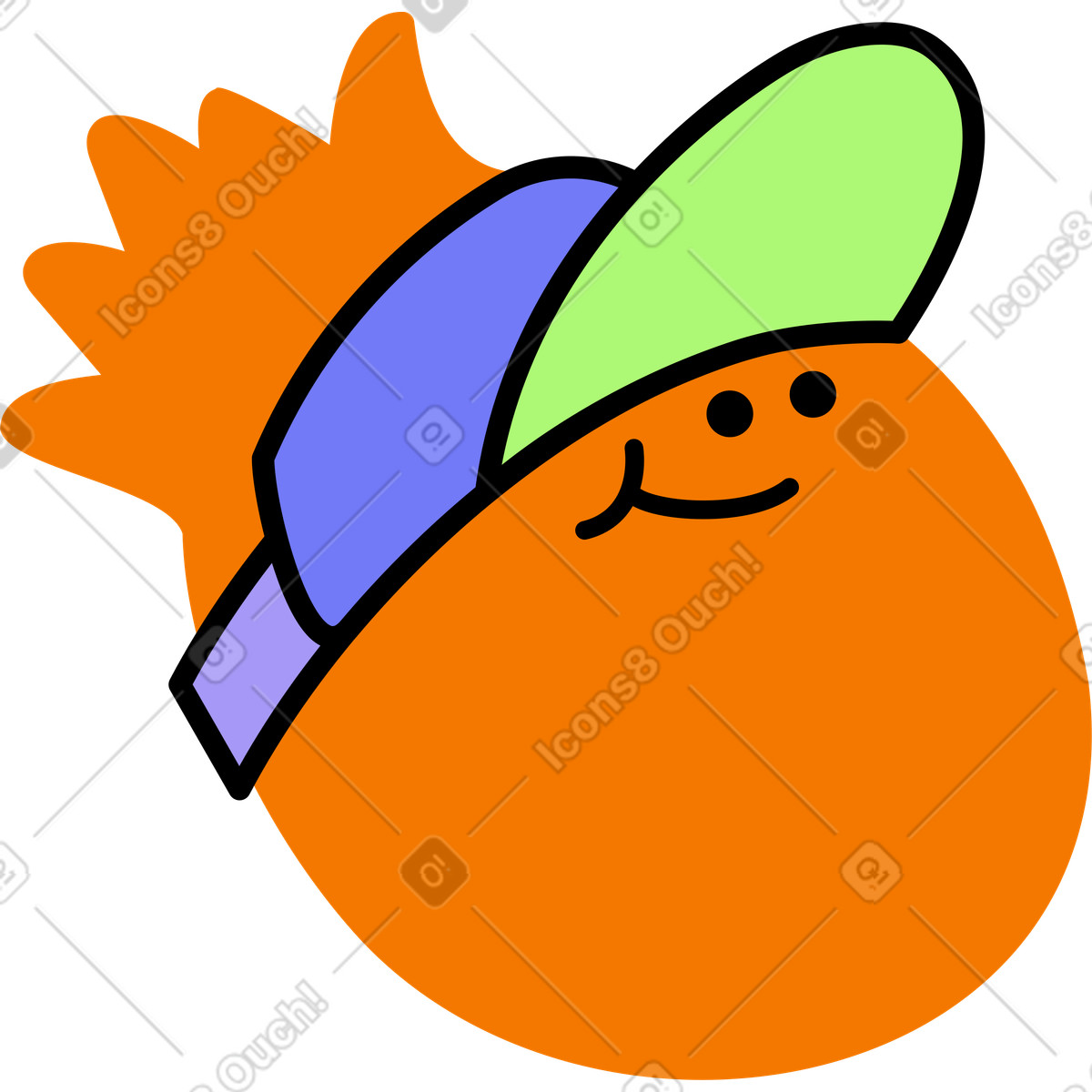 Testa di ananas illustrazione in stile Giggle scarica in PNG, SVG