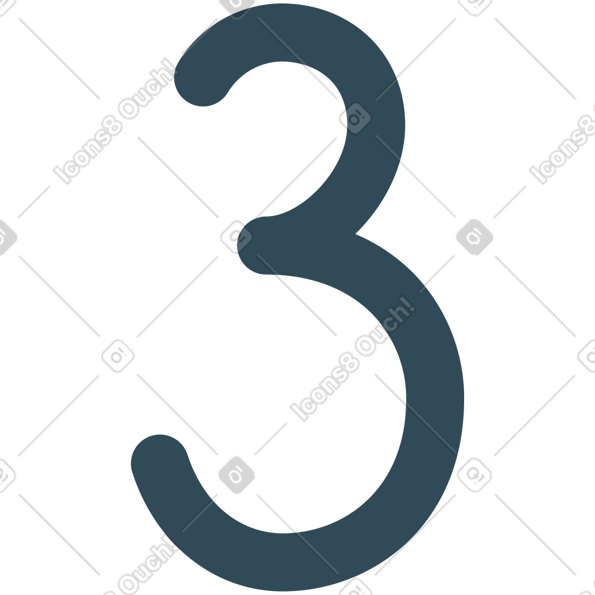 Dark blue three illustration in Kingdom style download in PNG, SVG