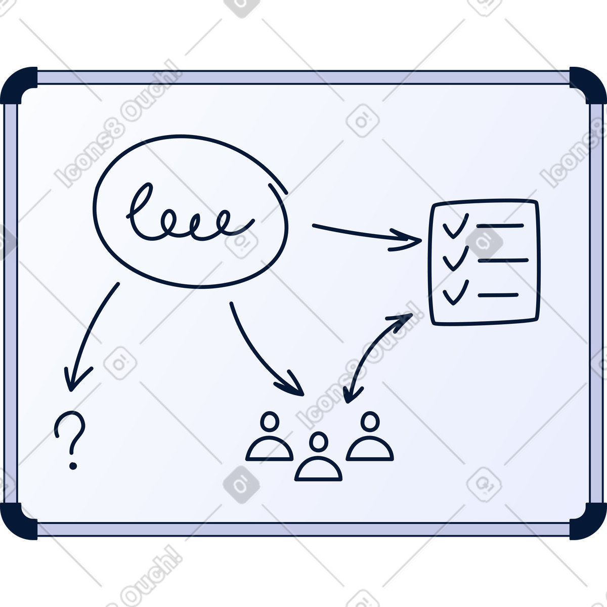 Whiteboard with notes illustration in PNG, SVG