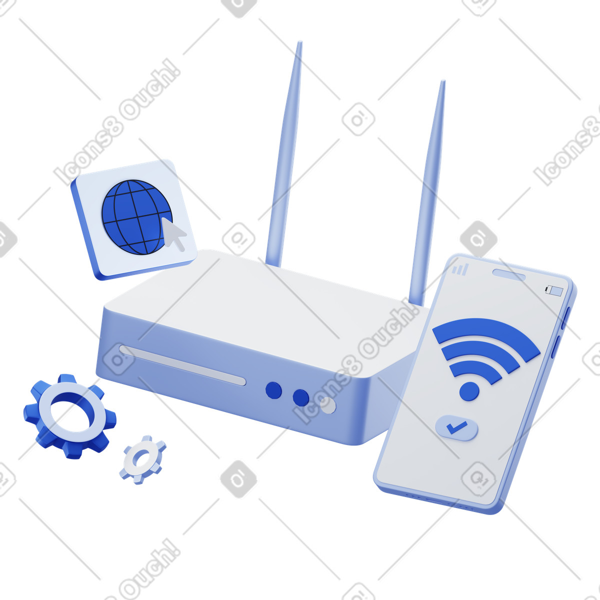 Internet service provision and connectivity animierte Illustration im 3D Techny-Stil als Download in GIF, Lottie (JSON), AE