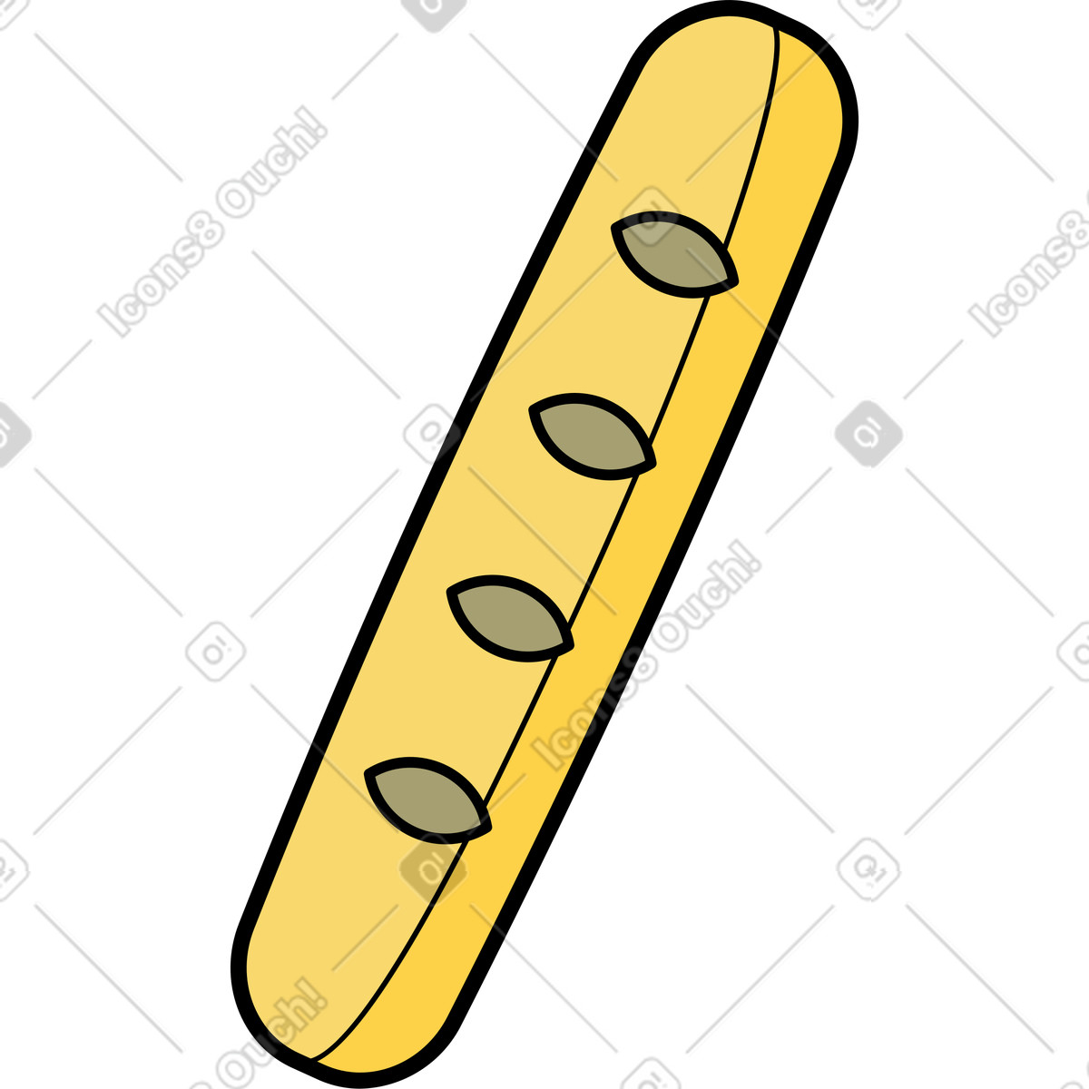 Baguette illustration in Surr style download in PNG, SVG