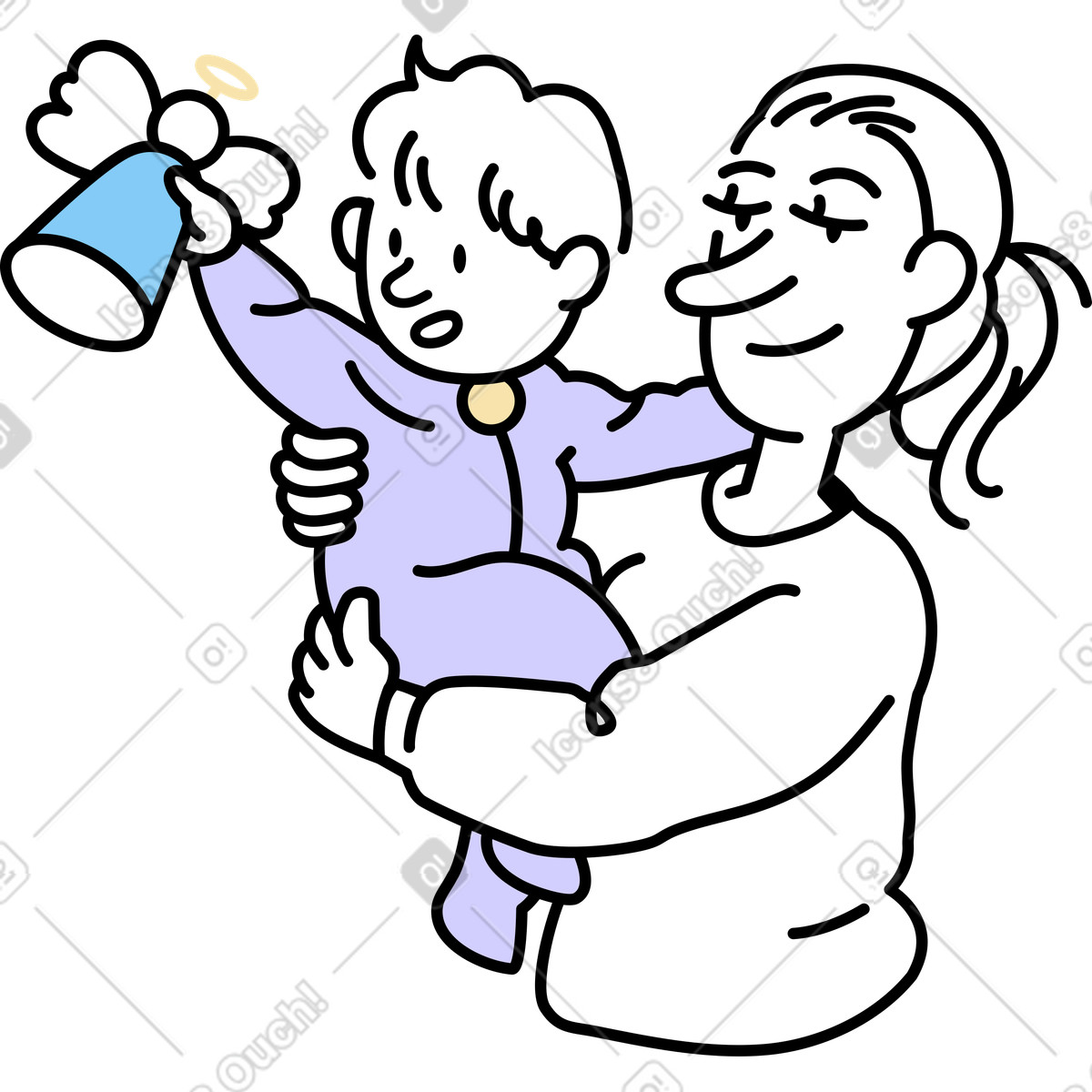 Notes スタイルの 子供を抱く女性 のイラストをPNG、SVG形式でダウンロード