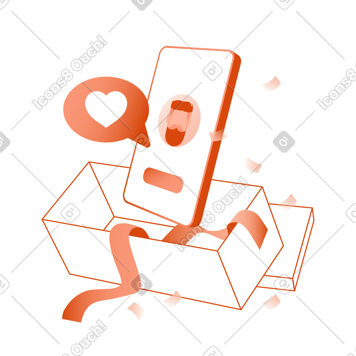 Auguri e regali di buon san valentino illustrazione in stile Orange scarica in PNG, SVG