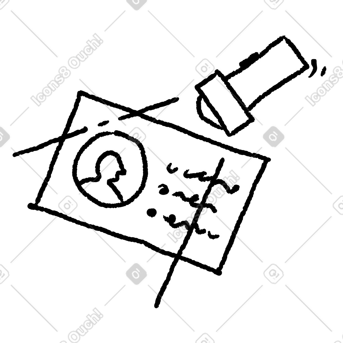 Flashlight scanning identification card for security verification and document inspection-Illustration im Black Chalk-Stil als Download in PNG, SVG