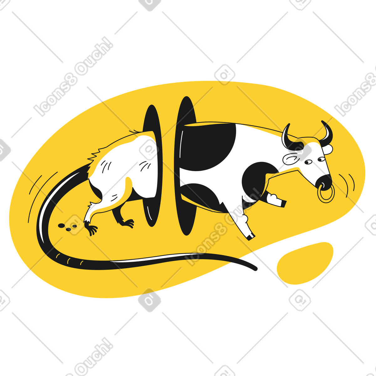 下载 Taxi 风格的 鼠牛传送圈 插画，支持 PNG、SVG 格式