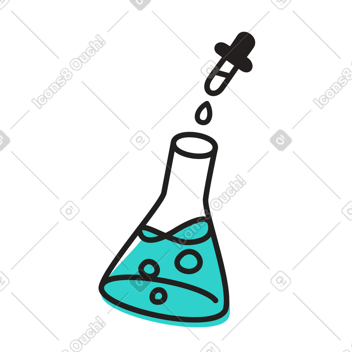 Laboratory equipment: flask and pipette illustration in Little style download in PNG, SVG