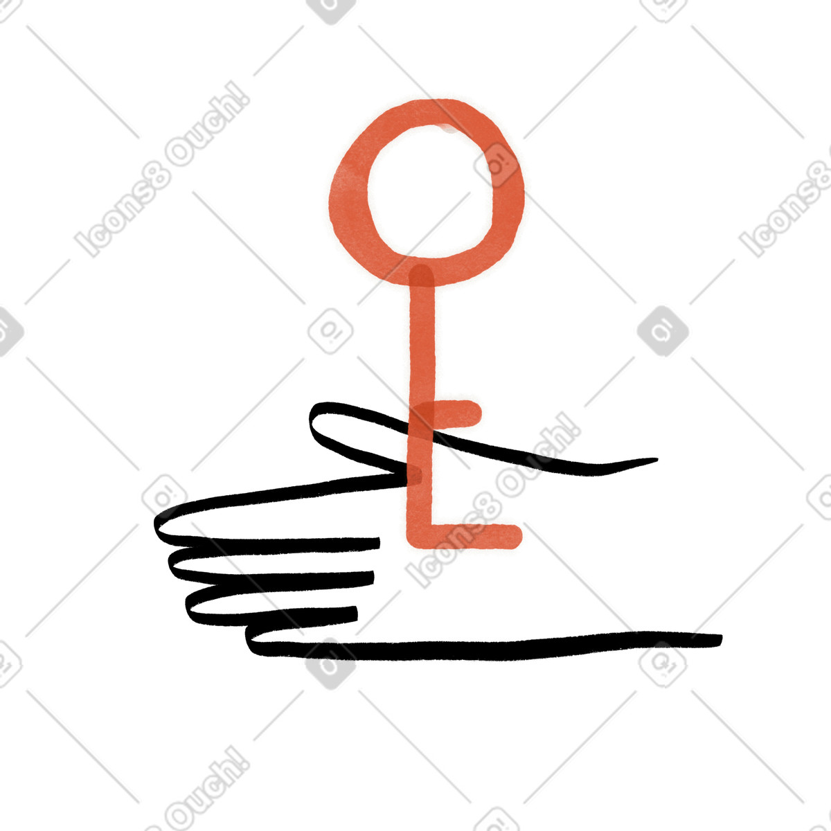 Mano tesa che tiene la chiave, concetto di accesso o sicurezza illustrazione animata in stile Hand-drawn animation scaricabile in GIF, Lottie (JSON), AE