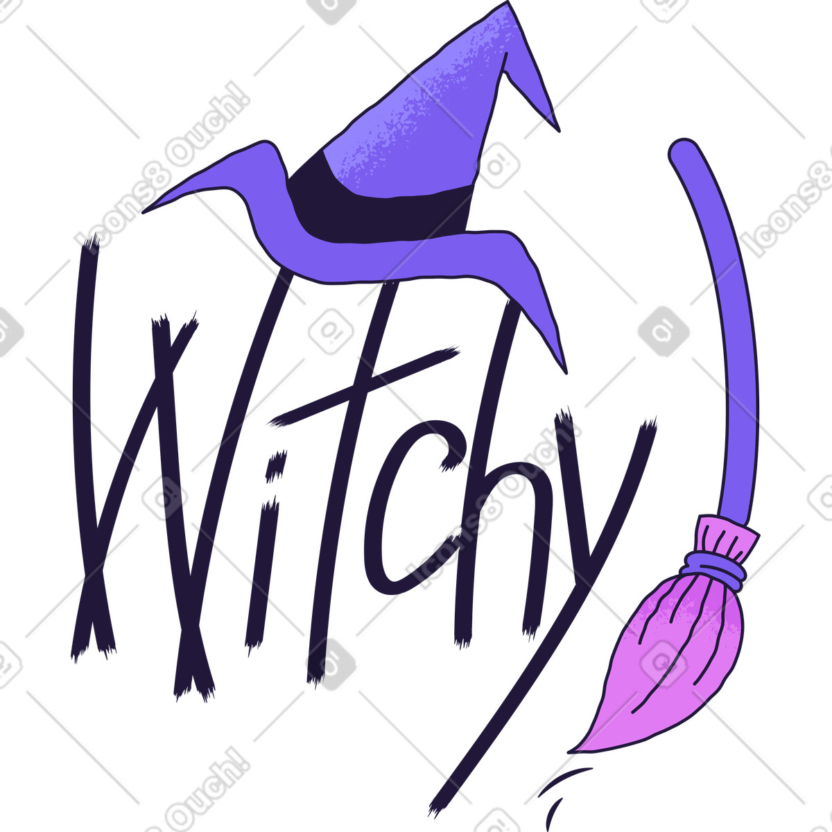 Hexerei-Illustration im Conifer-Stil als Download in PNG, SVG
