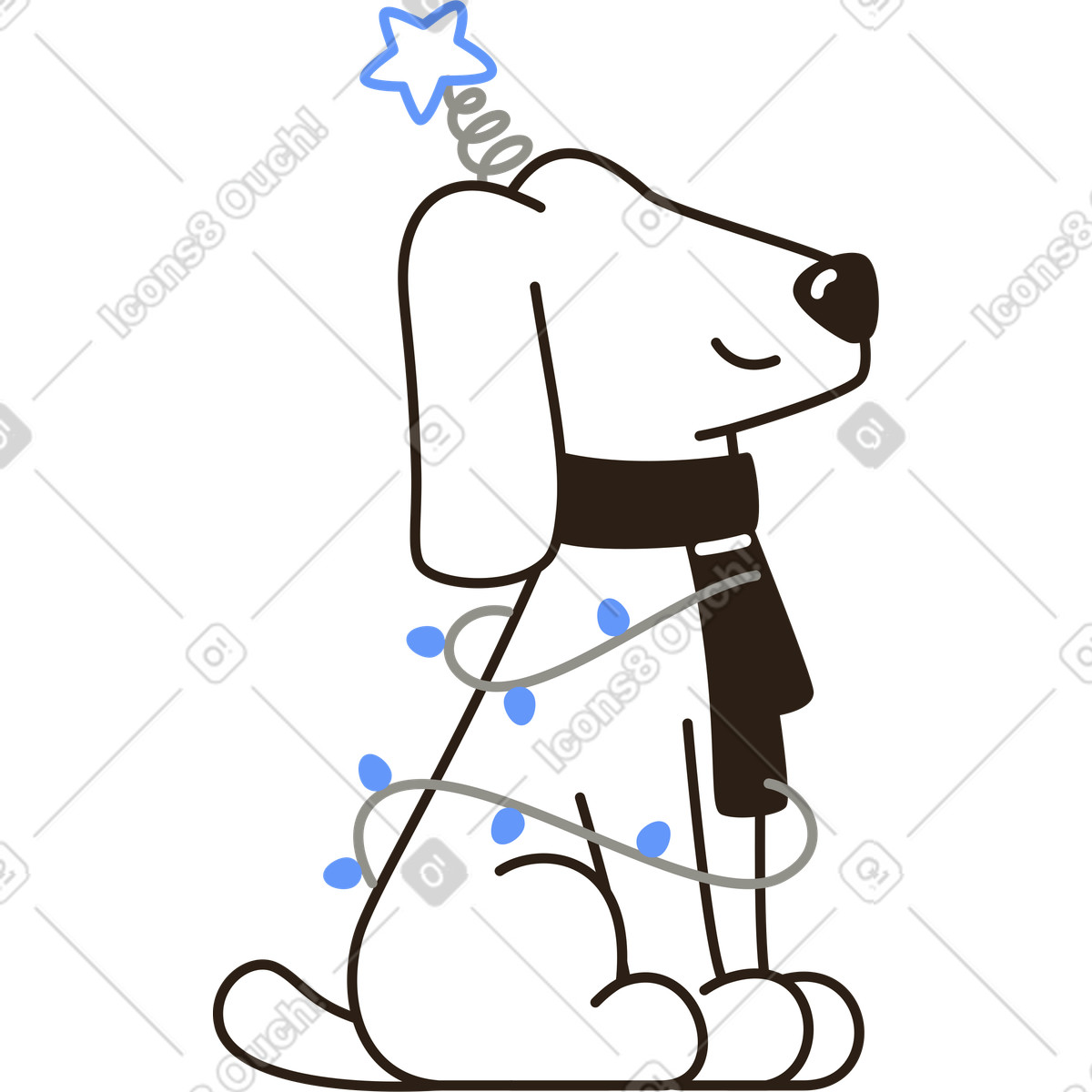 Christmas dog illustration in Plain style download in PNG, SVG