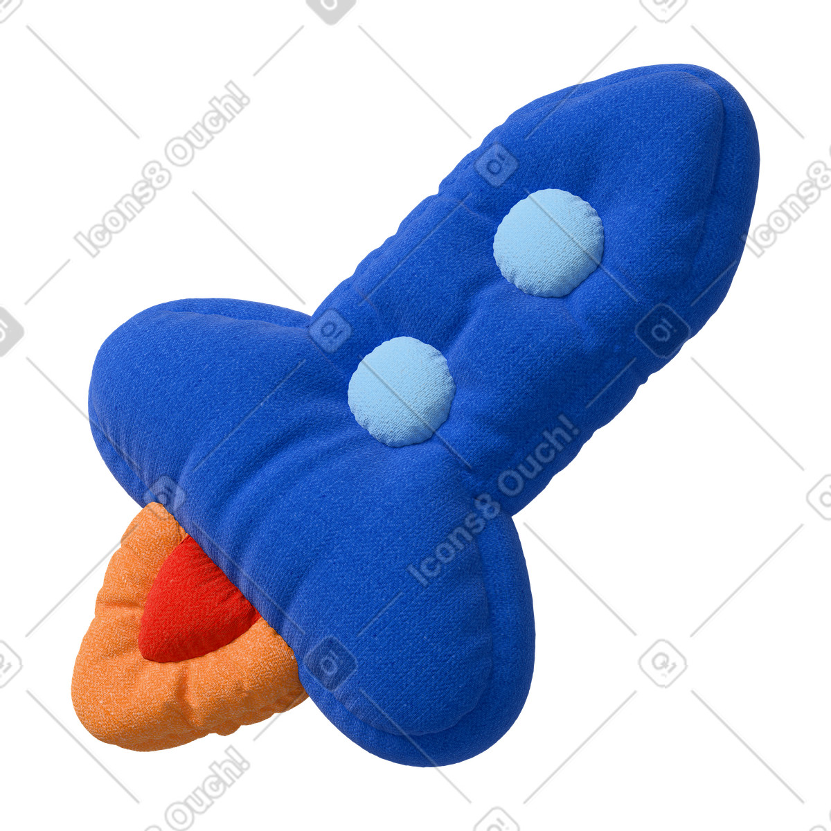 Ilustração de Foguete tecido pelúcia azul em no estilo 3D Plush icons para baixar em PNG, SVG