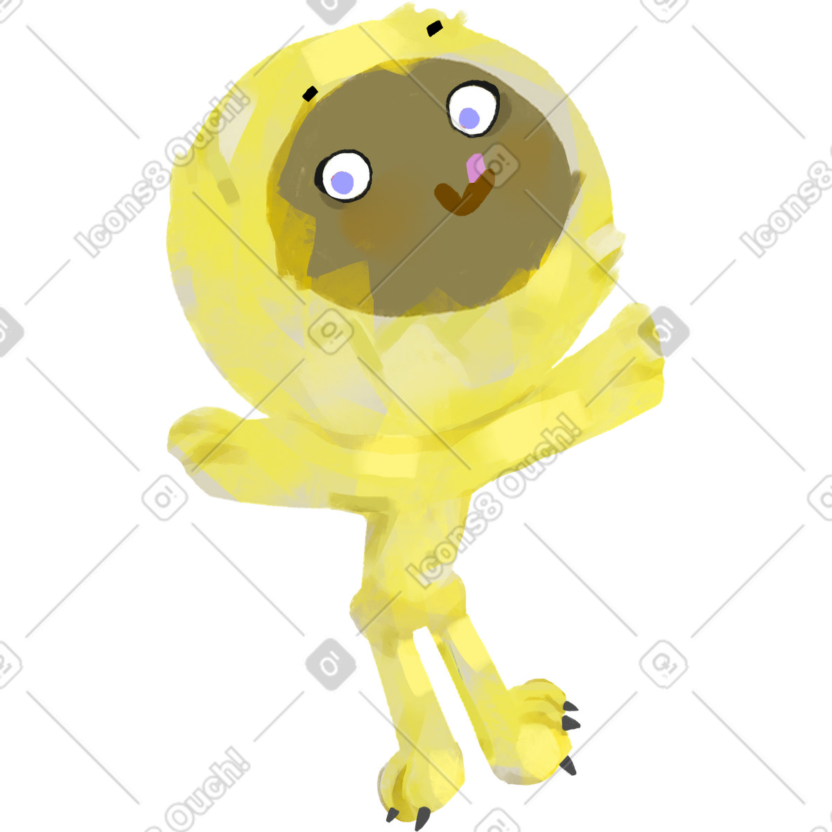 Yellow bird-Illustration im Atomic-Stil als Download in PNG, SVG