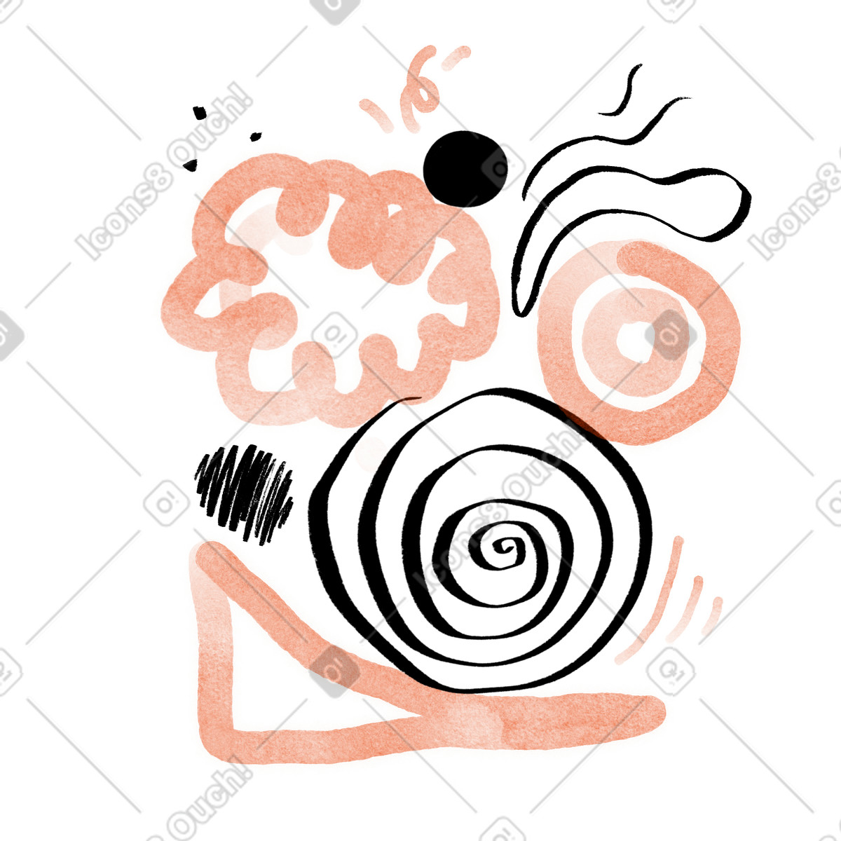 Forme caotiche disegnate a mano, elementi decorativi astratti illustrazione in stile Hand-drawn animation scarica in PNG, SVG