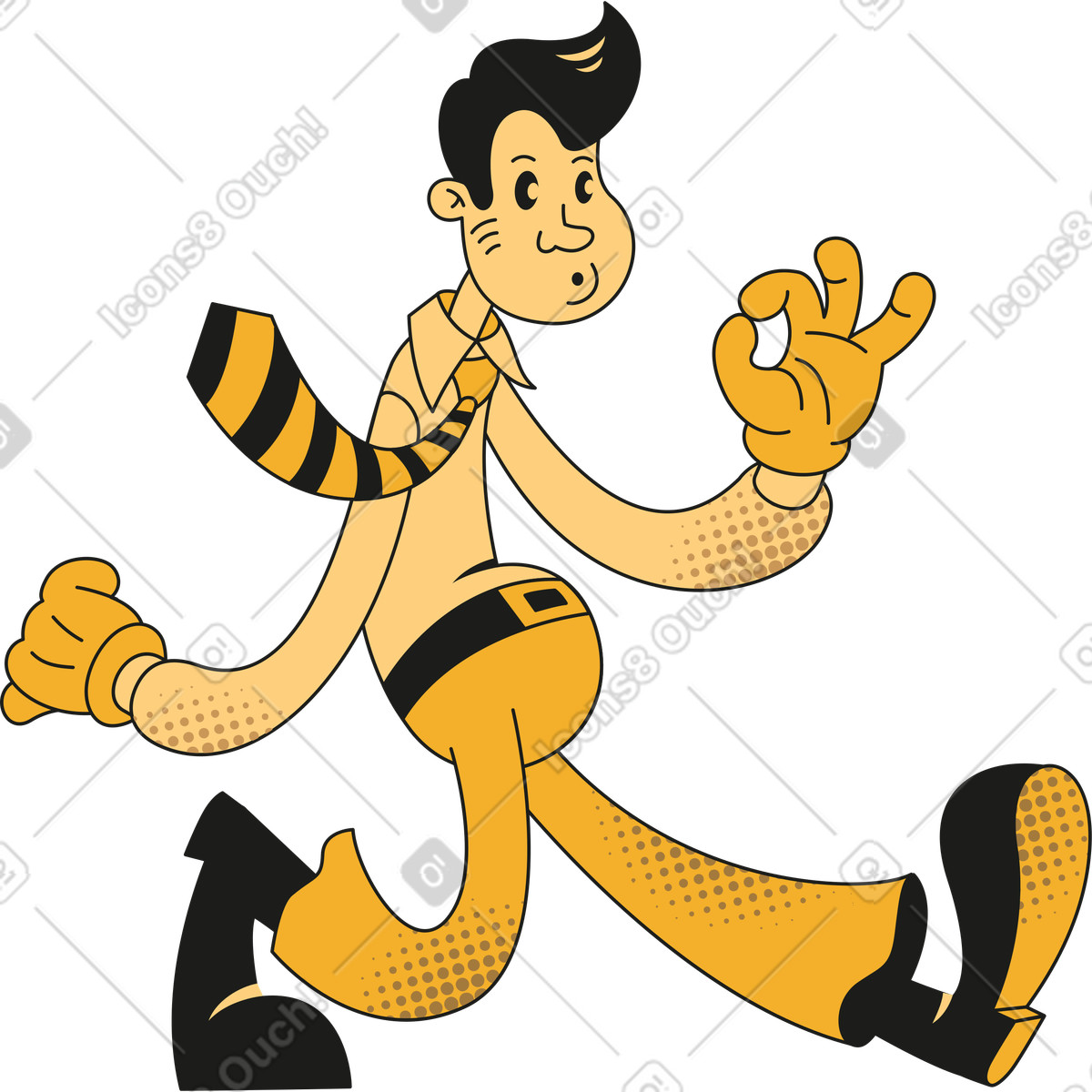 Ilustración animada Hombre caminando en estilo Rubber a descargar en GIF, Lottie (JSON), AE