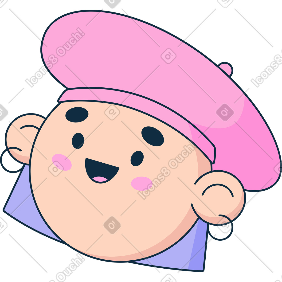 Ilustración Cabeza de mujer en una boina estilo Bubble gum a descargar PNG y SVG