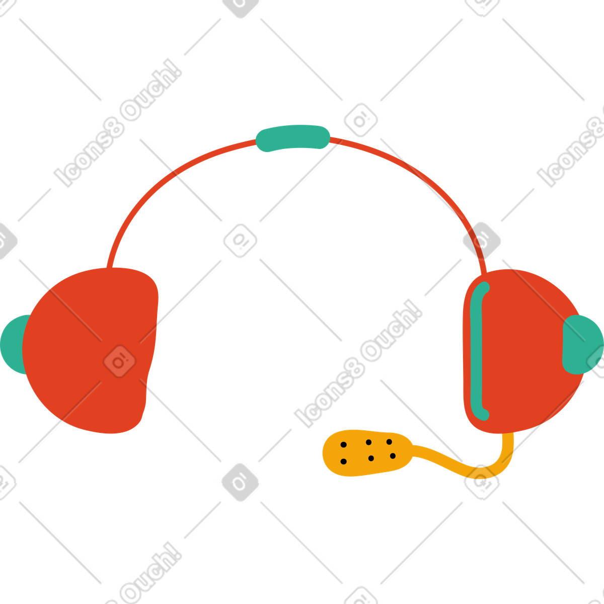 Kopfhörer mit mikrofon-Illustration im Jelly-Stil als Download in PNG, SVG