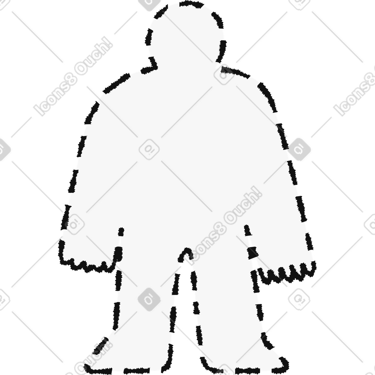 Bold People スタイルの Silhouette missing character outline with jagged edges and empty center のイラストをPNG、SVG形式でダウンロード