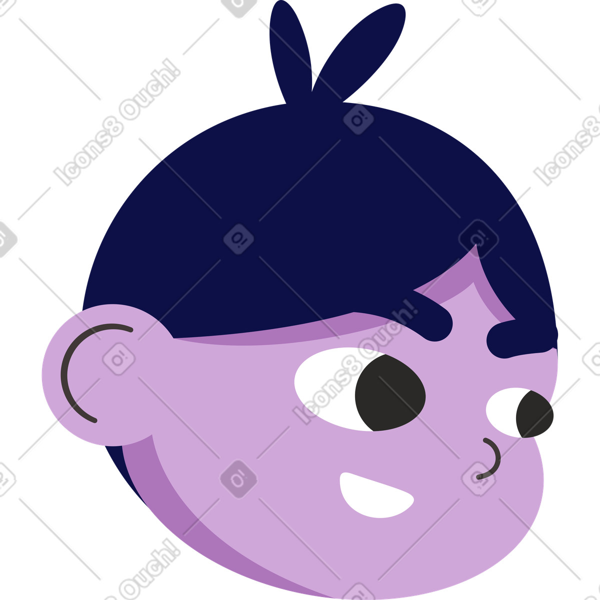 Иллюстрация Joyful purple head of a man в стиле Dizzy — скачать в форматах PNG, SVG