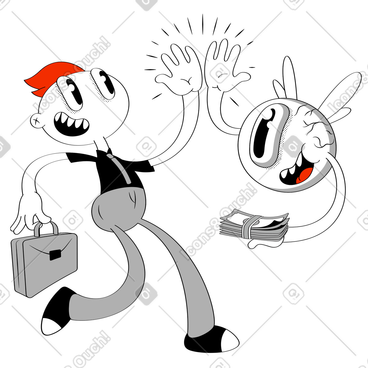 Иллюстрация Дай пять! в стиле Looney — скачать в форматах PNG, SVG