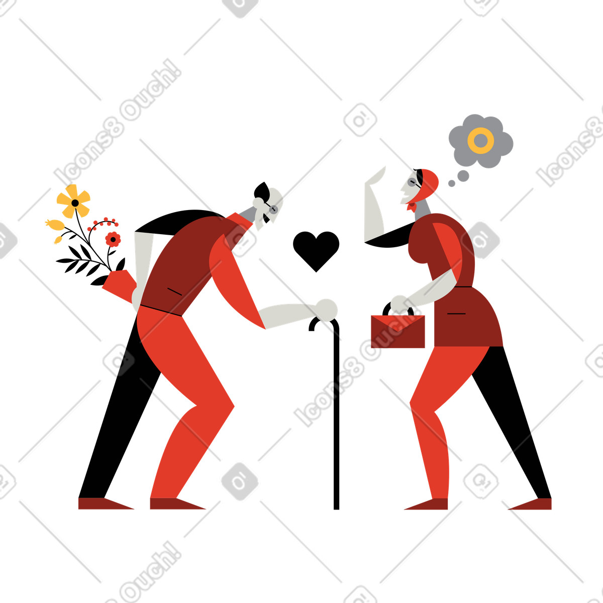 Elderly couple on a date illustration clipart collection of images and vectors