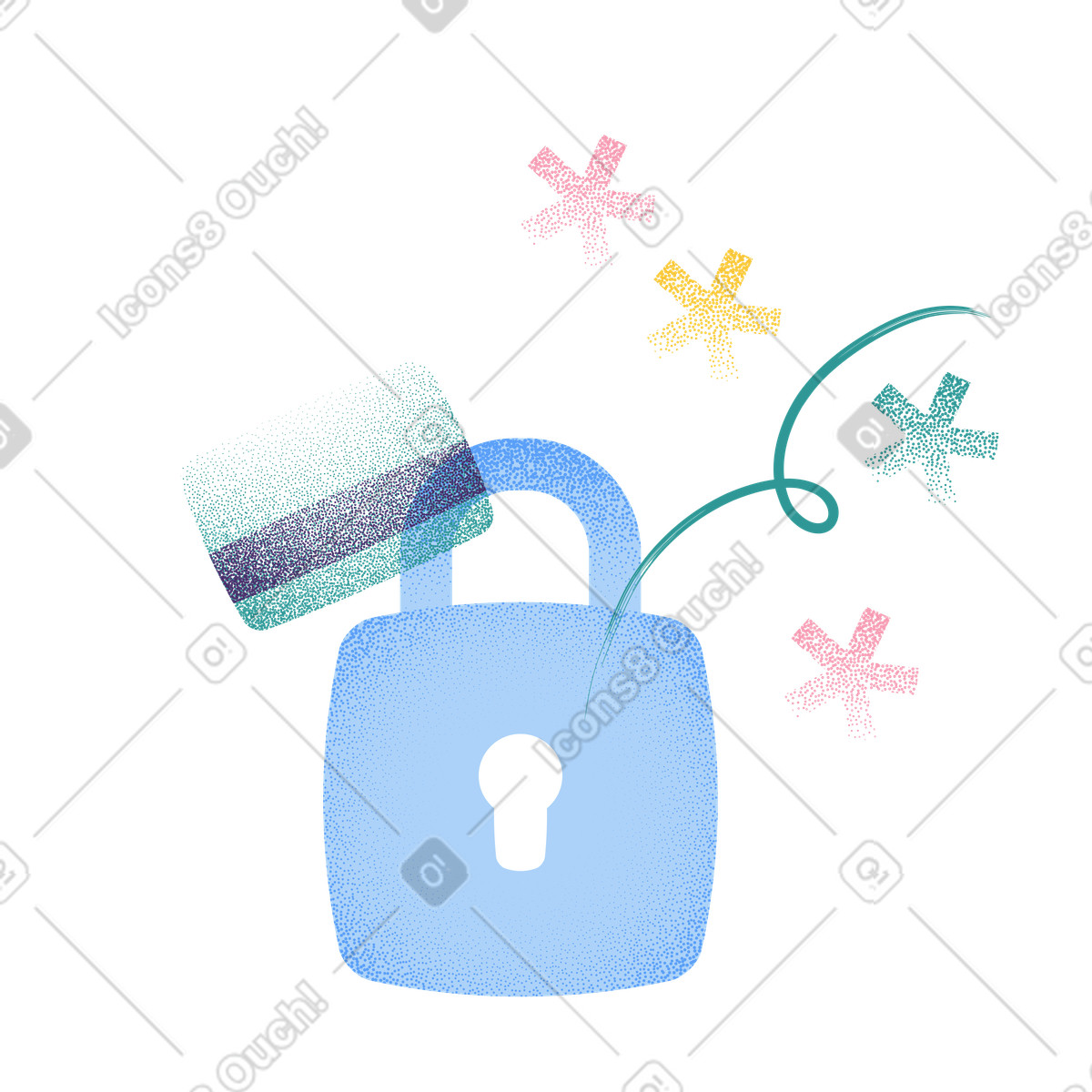 Grain 스타일의 Personal data protection, Password security, Lock and 일러스트레이션 PNG, SVG 다운로드