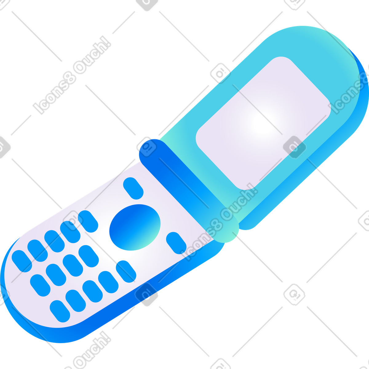 Ilustración Teléfono plegable retro en estilo Puffy a descargar en PNG y SVG
