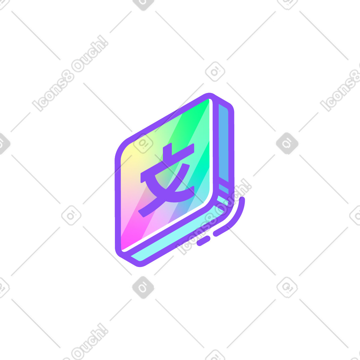 Language icon with hieroglyph illustration in Holographic style download in PNG, SVG