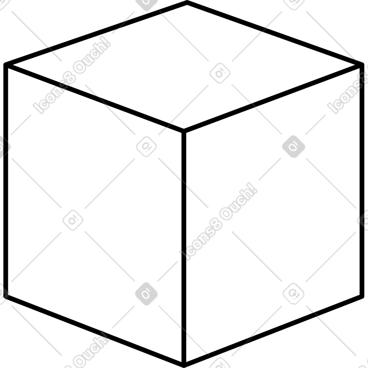 Ilustración Cube simple geometric shape with bold outline and three faces en estilo Notion Line Art a descargar en PNG y SVG