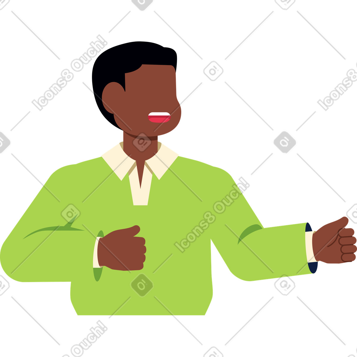 Ilustración Hombre hablando en estilo Catchy a descargar en PNG y SVG