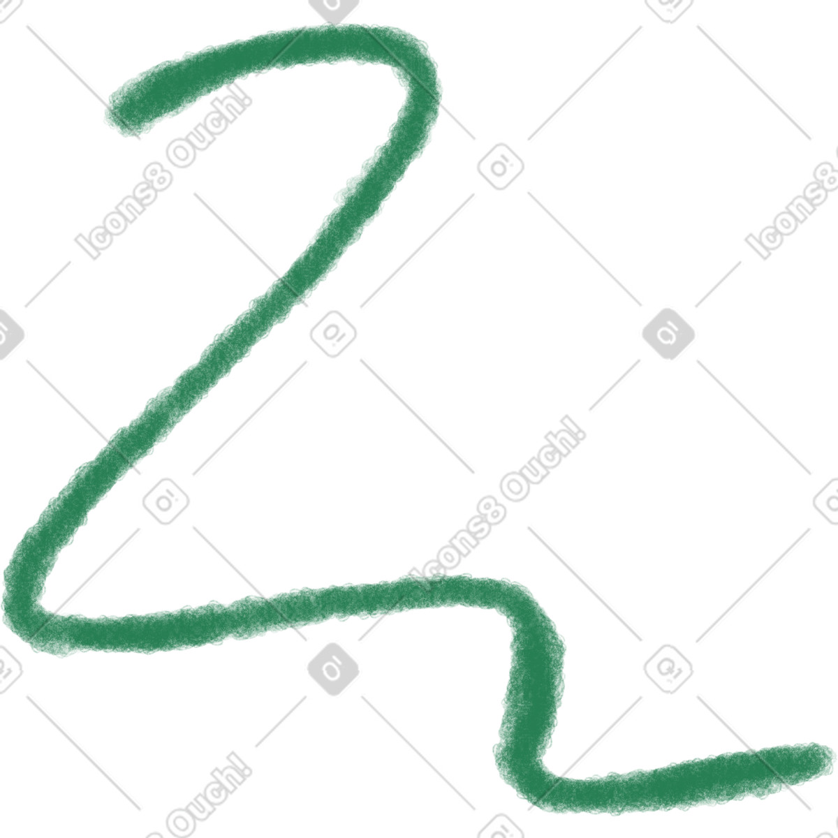 Green wavy line illustration in Doodle style download in PNG, SVG