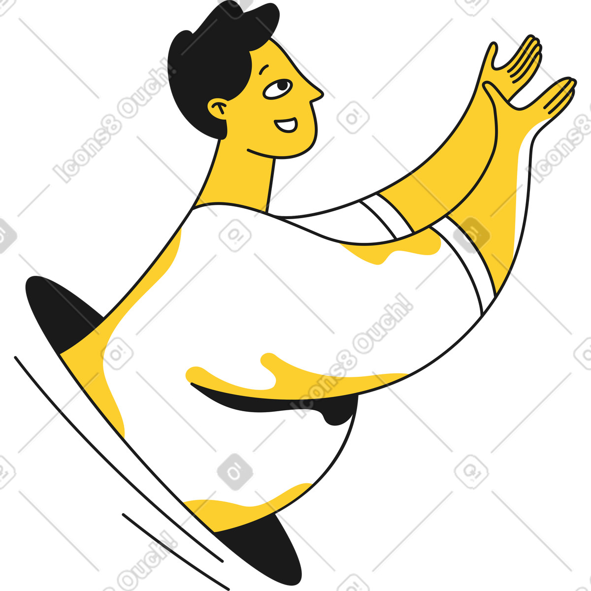 Mann mit erhobenen händen-Illustration im Taxi-Stil als Download in PNG, SVG